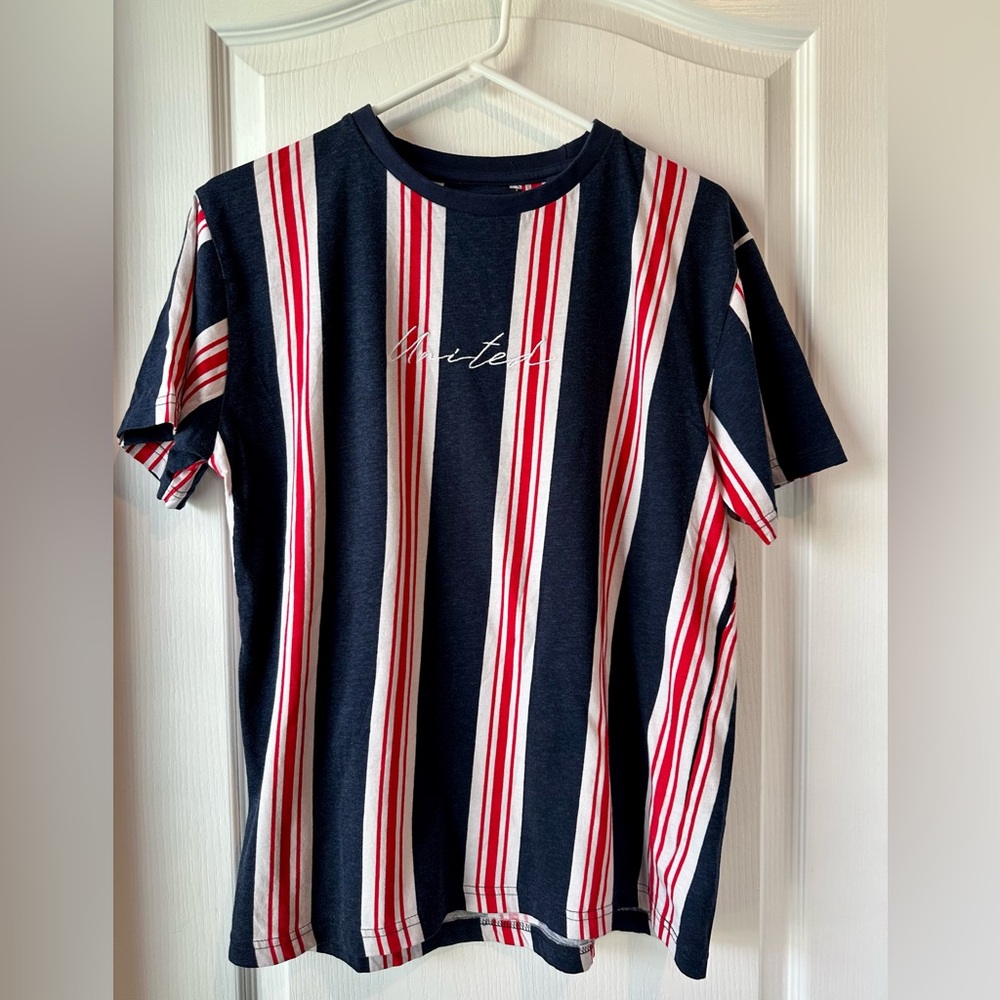 Denim & Flower Red, White, & Blue United Striped Short Sleeve Tee Shirt Size M